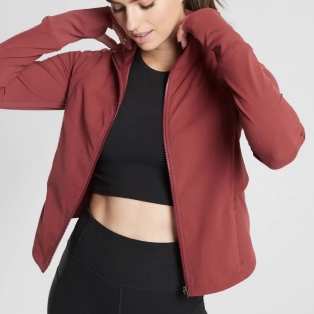 Athleta Shanti Crop Jacket Maple Red